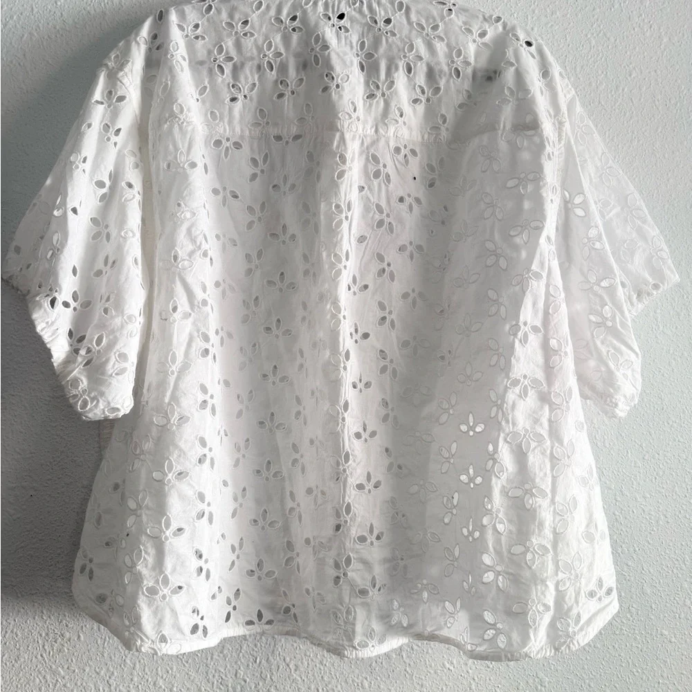 J. Crew Spring Garden Eyelet‎ 100% Cotton Blouse Top Size 24